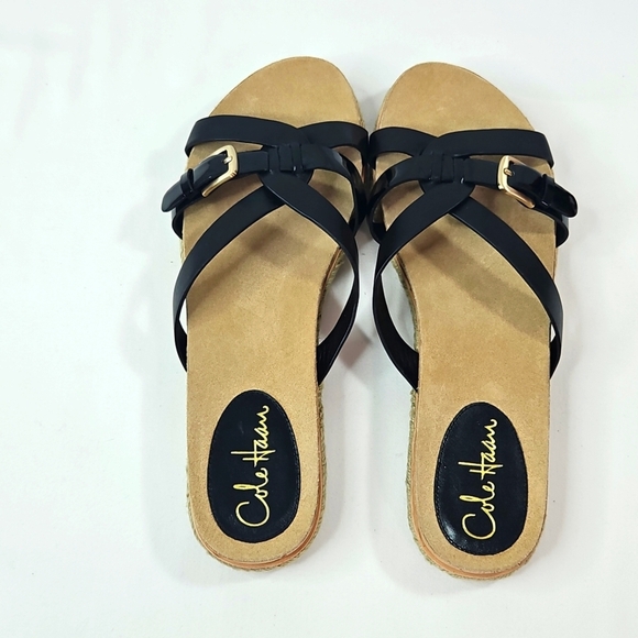 Cole Haan Nike Air Leather Black and Tan Sandals with Adjustable Straps Size 7 - Picture 5 of 6